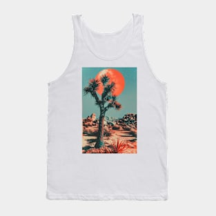 Desert Mirage: Crimson Moonrise over Joshua Tree Tank Top